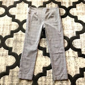 Stretchy Straight Leg Plaid Pants